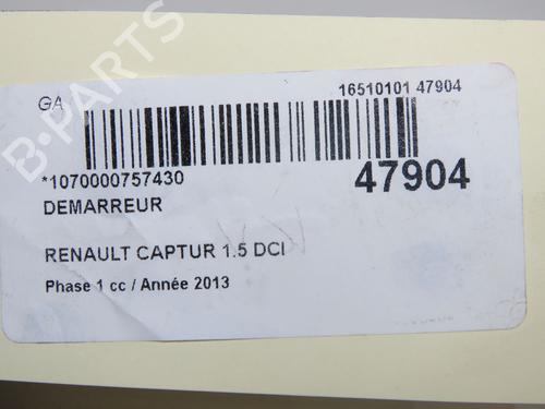 Startmotor Startmotor RENAULT CAPTUR I (J5_, H5_) 1.5 dCi 90 (J5N4, J5M5, J5MW, J5M6, J5AL, J5AJ) (90 hp) 36939796 36939796