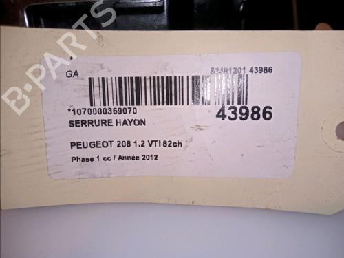 Used Tailgate lock PEUGEOT 208 I (CA_, CC_) 1.2 VTI 82 (82 hp) 11103744