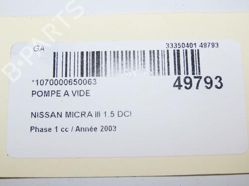 Used Vacuum pump NISSAN MICRA III (K12) 1.5 dCi (82 hp) 28801646