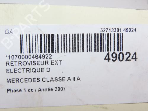 Used Right mirror MERCEDES-BENZ A-CLASS (W169) A 160 CDI (169.006, 169.306) (82 hp) 29415162