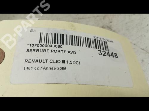 Front right lock RENAULT CLIO III (BR0/1, CR0/1) 1.5 dCi (C/BR0G, C/BR1G) | BP9593435C97 