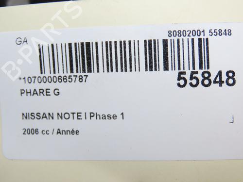 Left headlight NISSAN NOTE (E11, NE11) 1.6 | BP31121191C28 - Image 6