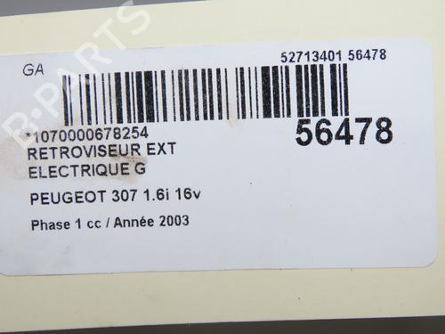 Used Left mirror PEUGEOT 307 (3A/C) 1.6 16V (109 hp) 32150799