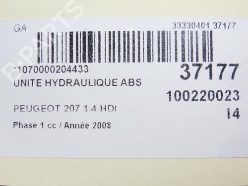 Used ABS pump ABS pump PEUGEOT 207 (WA_, WC_) 1.4 HDi (68 hp) 9605754 9605754