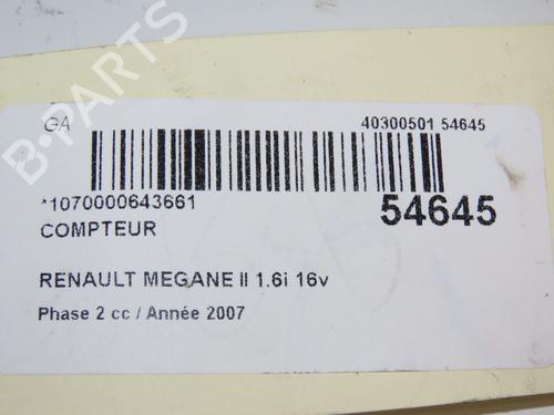 Used Instrument cluster RENAULT MEGANE II (BM0/1_, CM0/1_) 1.6 16V (112 hp) 29469750