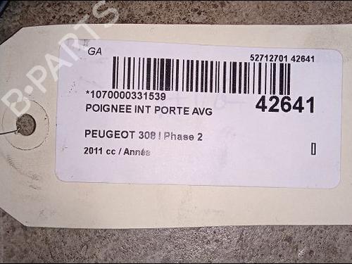 Used Front left interior door handle PEUGEOT 308 I (4A_, 4C_) 1.6 THP 16V (156 hp) 9619231