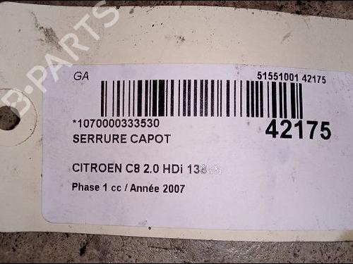 hjelmlås CITROËN C8 (EA_, EB_) 2.0 HDi 135 (136 hp) 9619354