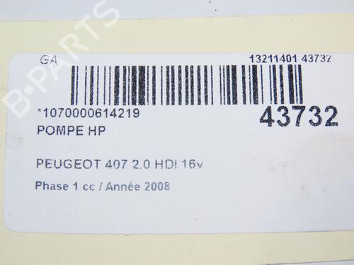 Indsprøtningspumpe PEUGEOT 407 (6D_) 2.0 HDi 135 (6DRHRH, 6DRHRE, 6DRHRG, 6DRHRJ) (136 hp) 28828870