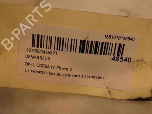 Used Starter OPEL CORSA D (S07) 1.2 (L08, L68) (86 hp) 16586287