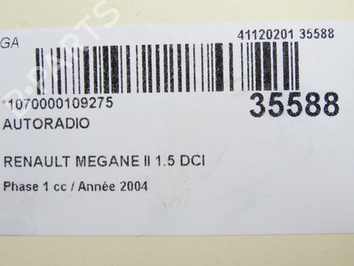 Used Radio Radio RENAULT MEGANE II (BM0/1_, CM0/1_) 1.5 dCi (BM0F, BM0T, BM2B, CM0F, CM0T) (82 hp) 34356982 34356982