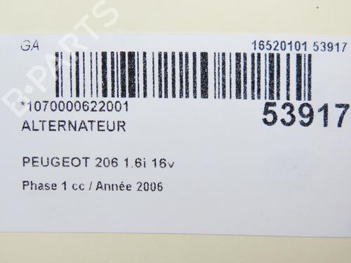 Alternator PEUGEOT 206 Hatchback (2A/C) 1.6 16V | BP28801436M7