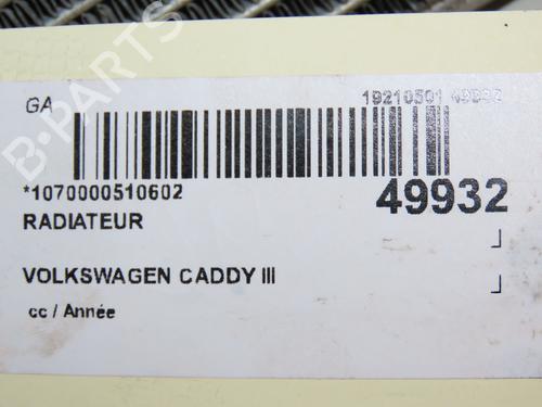 Used Water radiator Water radiator VW CADDY III Box Body/MPV (2KA, 2KH, 2CA, 2CH) 1.9 TDI 4motion (105 hp) 17868060 17868060