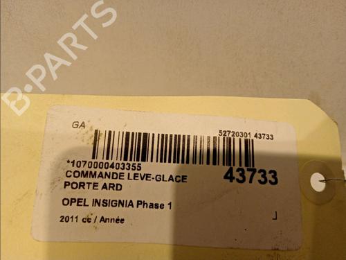 Used Right rear window switch OPEL INSIGNIA A (G09) 2.8 V6 Turbo OPC 4x4 (68) (325 hp) 11267554