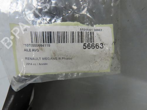 Left front fenders RENAULT MEGANE III Hatchback (BZ0/1_, B3_) 1.2 TCe (BZ2B, BZ11) | BP30916913C41