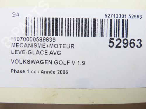 Used Front left window mechanism VW GOLF V (1K1) 1.9 TDI (105 hp) 28831178
