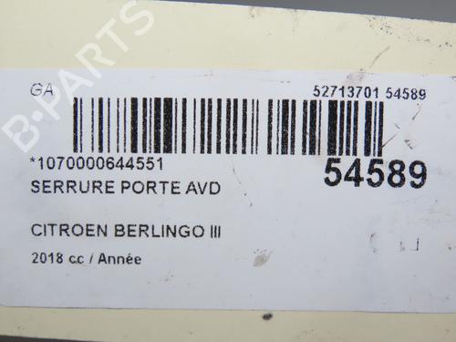 Front right lock CITROËN BERLINGO Box Body/MPV (K9) 1.6 BlueHDi 100 | BP31120854C97 