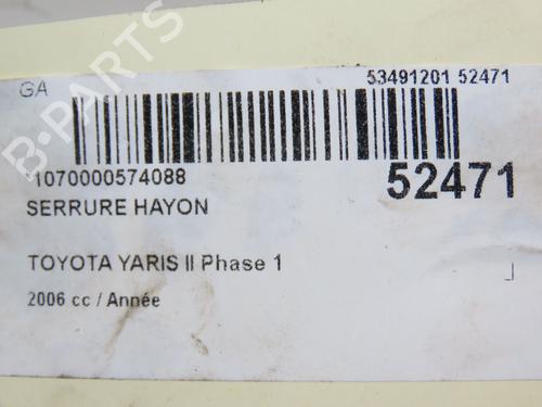 Tailgate lock TOYOTA YARIS (_P9_) 1.0 VVT-i (KSP90_, KSP90R) | BP28969253C101