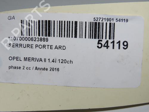 rear-right-lock-opel-meriva-b-mpv-s10-2010-2011-2012-2013-2014-2015-2016-2017-37252384 main image
