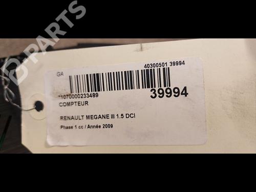 Instrument cluster RENAULT MEGANE III Hatchback (BZ0/1_, B3_) 1.5 dCi | BP9608016C47 