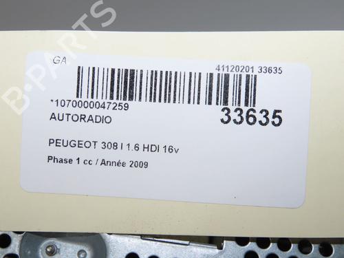 Used Radio Radio PEUGEOT 308 SW I (4E_, 4H_) 1.6 HDi (90 hp) 33893125 33893125