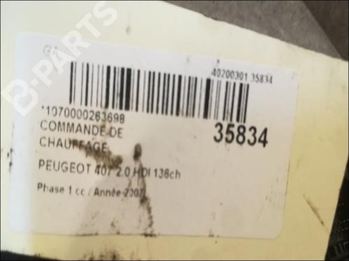 Climate control PEUGEOT 407 (6D_) 2.0 HDi 135 (6DRHRH, 6DRHRE, 6DRHRG, 6DRHRJ) | BP9611726I5 
