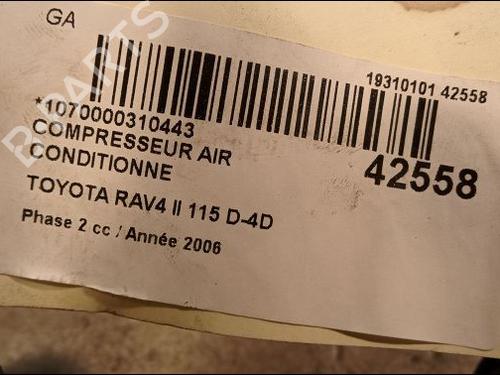 Used AC compressor TOYOTA RAV 4 II (_A2_) 2.0 D 4WD (CLA20_, CLA21_, CLA20R, CLA21R) (116 hp) 9617463