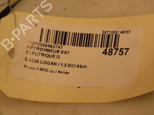 Right mirror DACIA LOGAN MCV (KS_) 1.5 dCi (KS0W) | BP16667147C27 