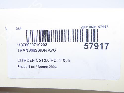 Left front driveshaft CITROËN C5 I Break (DE_) 2.0 HDi (DERHZB, DERHZE) | BP32457490M38 - Image 5