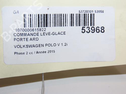 Used Right rear window switch VW POLO V (6R1, 6C1) 1.2 TSI 16V (90 hp) 28831773