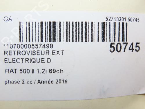 Used Right mirror FIAT 500 (312_) 1.2 (312AXA1A) (69 hp) 28831338