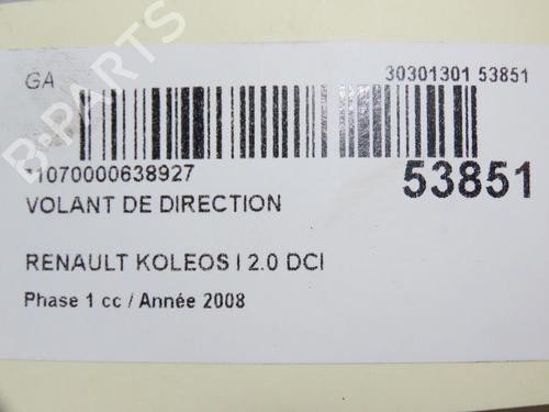 Steering wheel RENAULT KOLEOS I (HY_) 2.0 dCi 4x4 (HY0K) | BP28967492C49 - Image 6