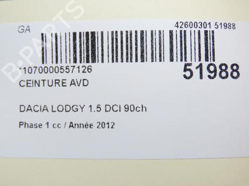 Front right seatbelt DACIA LODGY (JS_) 1.5 dCi (JSMC, JSAF) | BP28968128I25 - Image 6