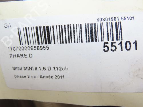 Used Right headlight MINI MINI (R56) Cooper D (112 hp) 29170512