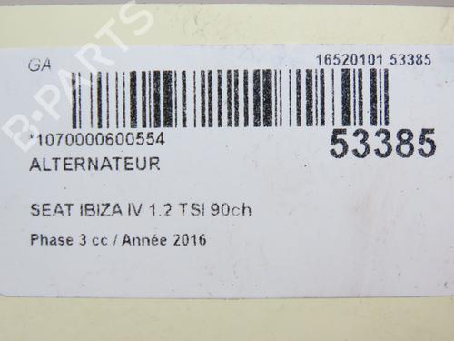 Used Alternator SEAT IBIZA IV (6J5, 6P1) 1.2 TSI (90 hp) 28829121