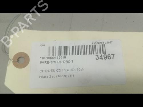 Right sun visor CITROËN C3 II (SC_) 1.4 HDi 70 (SC8HZC, SC8HR0, SC8HP4) | BP9599179I2