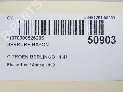 Used Tailgate lock Tailgate lock CITROËN BERLINGO / BERLINGO FIRST MPV (MF_, GJK_, GFK_) 1.4 i (MFKFX, MFKFW, GJKFWB, GJKFWC, GFKFWC) (75 hp) 22692731 22692731