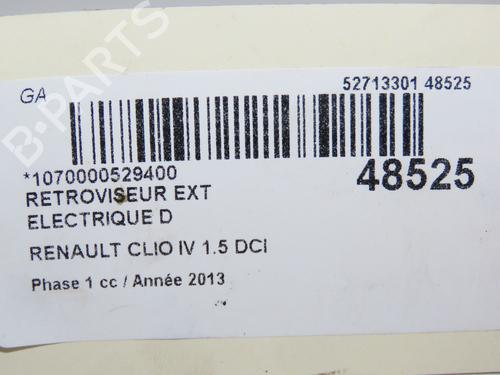 Used Right mirror RENAULT CLIO IV (BH_) 1.5 dCi 75 (75 hp) 19326569