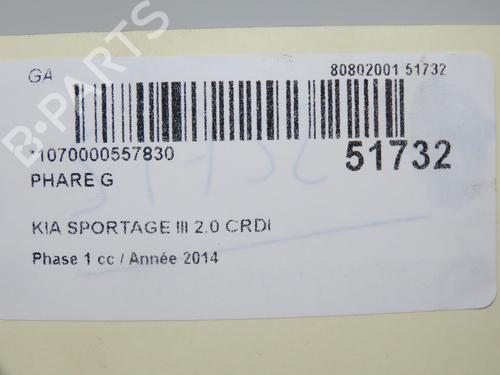 Venstre forlygte KIA SPORTAGE III (SL) 2.0 CRDi AWD (136 hp) 32873000