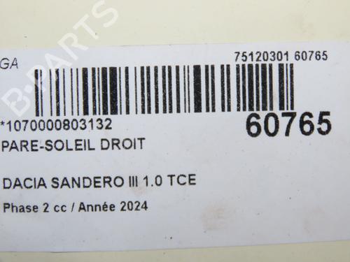 Right sun visor DACIA SANDERO III 1.0 TCe 90 | BP38527537I2 - Image 4