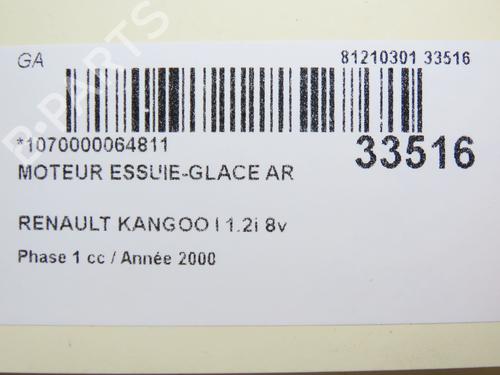 Used Rear wiper motor RENAULT KANGOO (KC0/1_) 1.2 (KC0A, KC0K, KC0F, KC01) (58 hp) 23178218