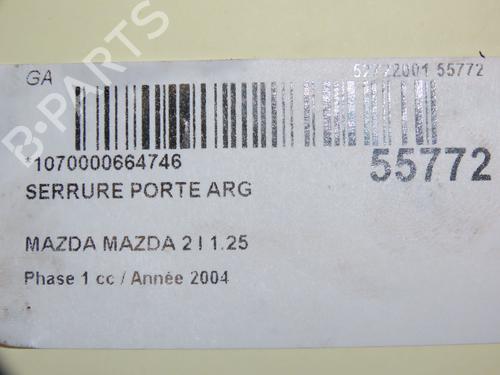 Venstre bagtil lås MAZDA 2 (DY) 1.2 (DY3W) (75 hp) 30978883