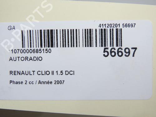 Used Radio Radio RENAULT CLIO II (BB_, CB_) 1.5 dCi (B/C2J) (68 hp) 33222730 33222730