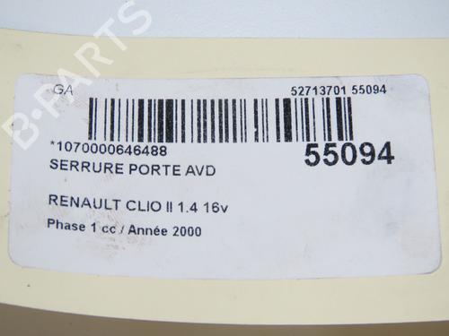 Used Front right lock RENAULT CLIO II (BB_, CB_) 1.4 16V (B/CB0P, BB13) (98 hp) 31984630
