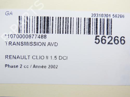 Drivaksel foran Høyre RENAULT CLIO II (BB_, CB_) 1.5 dCi (B/CB08) (82 hp) 30265366