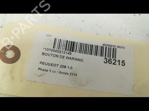 Used Warning switch PEUGEOT 208 I (CA_, CC_) 1.0 VTi (68 hp) 9604889