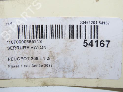 Bagklap lås PEUGEOT 208 II (UB_, UP_, UW_, UJ_) 1.2 PureTech 100 (101 hp) 31274438