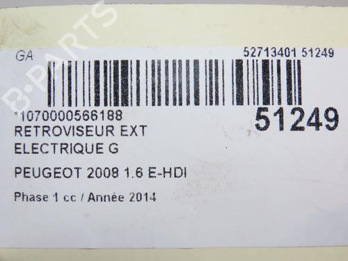 Left mirror PEUGEOT 2008 I (CU_) 1.6 HDi | BP28968690C26 
