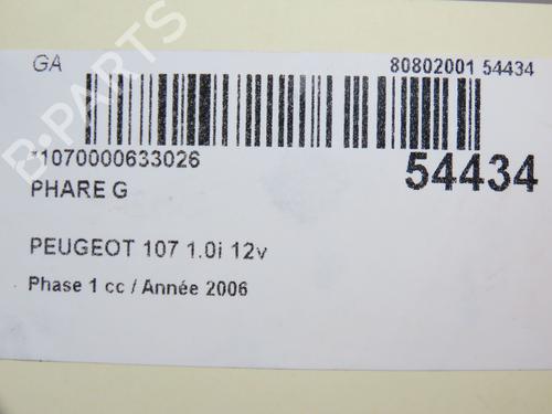 Left headlight PEUGEOT 107 (PM_, PN_) 1.0 | BP28969475C28 