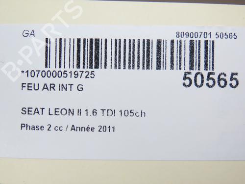 Used Left tailgate light SEAT LEON (1P1) 1.6 TDI (105 hp) 28802272