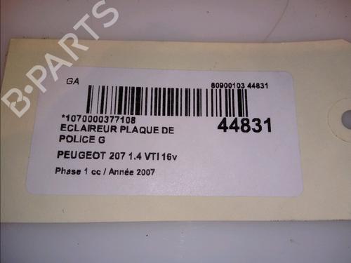 Used Licence plate light PEUGEOT 207 (WA_, WC_) 1.4 16V (95 hp) 15274090